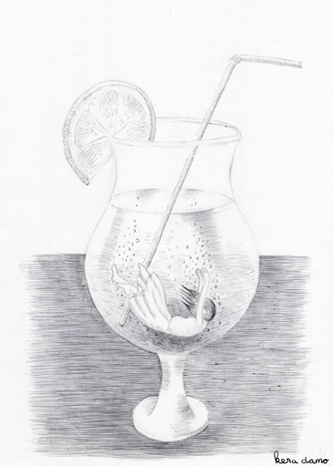 Ink drawing made by visual artist Kera Damo from The Hague as part of Inktober